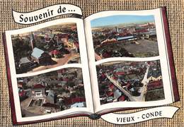 Souvenir De ... VIEUX-CONDE - L'Eglise Saint-Martin - Usine S.I.D.F.A. - L'Hôtel De Ville - Vue Générale - Livre Ouvert - Vieux Conde