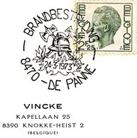 Thema "pompier - Incendie" Cachet Spécial De Prévente De Panne (La Panne) 24-3-1973 - Herdenkingsdocumenten