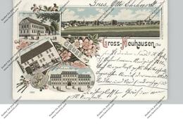 0-5234 KÖLLEDA - GROSSNEUHAUSEN, Lithographie, Geschäftshaus Eichhorn, Weimar'scher Hof, Schloss, Gesamtansicht - Soemmerda