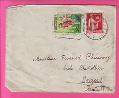 ERINNOPHILIE VIGNETTE COMITE NATIONAL TUBERCULOSE SUR LETTRE OBLITERATION DAGUIN ARGENTON INDRE - Briefmarkenmessen