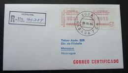 Cuba 1984 ATM (Frama Label Stamp FDC) *rare *registered *addressed Nicaragua - Briefe U. Dokumente
