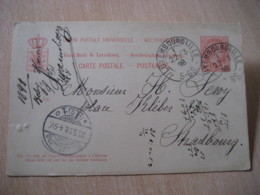 VILLE 1898 To Strasbourg Strassburg Cancel Postal Stationery Card LUXEMBOURG - Sonstige & Ohne Zuordnung