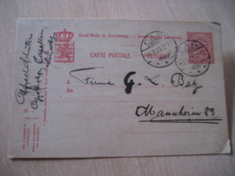 CAP 1920 To Mannheim Germany Cancel Postal Stationery Card LUXEMBOURG - Sonstige & Ohne Zuordnung