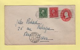 Etats Unis - Entier Postal Destination France - New York - 1913 - 1901-20