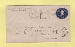Etats Unis - Entier Postal Destination France - Cambridge - 1908 - 1901-20