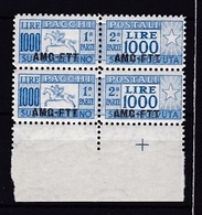 1954 Italia Italy Trieste A  CAVALLINO Coppia 1000 LIRE Azzurro Oltremare MNH**  Pacchi Postali Parcel Post - Colis Postaux/concession