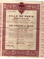 Ville De Paris - Emprunt à Lot 1948 Avec Feuille De 22 Coupons - S - V