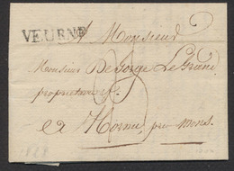 Précurseur - LAC Datée De Furnes (1828) + Obl Linéaire VEURNE Et Port Rectifié > Hornu - 1815-1830 (Période Hollandaise)