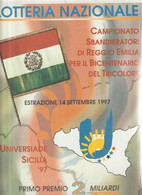 3-Locandina Lotteria, Sport Universiade Sicilia 1977-Campionato Sbandieratori Reggio Emilia-Nuova - Targhe Di Cartone