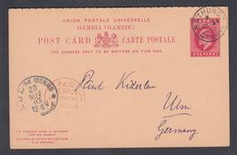 1903. GAMBIA. POST CARD Double Edward VII ONE PENNY + ONE PENNY REPLY To Ulm, Germany... () - JF324071 - Gambia (...-1964)