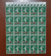 Bloc De 25 ValeursFrance - N° 476 * Type Semeuse Fond Plein - Surcharge 30c Sur 35c Vert - Unused Stamps