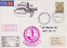 Polaire Sud-africain, 425 Obl. Cape Town Le 25 IX 80 Cachet Et Coord Marion Is. 07-IX-80 + Ms Agulhas 15 - Cartas & Documentos