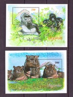 OUGANDA-UGANDA  1992 GORILLES-HIPPOPOTAMES  YVERT N°B157-165 NEUF MNH** - Gorilas