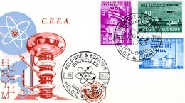 Euratom : Série Complète Avec Cachet Spécial Prévente Bruxelles 8-11-1961 Sur Enveloppe Préimprimée (voir Descr) - 1951-1960