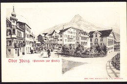 1908 Oberiberg, Pension Zur Post Mit Postkutsche, Gelaufene AK Nach Zürich, Rechts Unten Bugspur - Oberiberg
