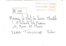 Vignette MOG Guichet HAUTE GARONNE 1983 CASTANET TOLOSAN LETTRE RECOMMANDEE EINSCHREIBEN REGISTERED COVER AR - 1981-84 Types « LS » & « LSA » (prototypes)