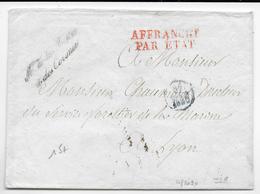 1830 - ENVELOPPE En FRANCHISE "AFFRANCHI PAR ETAT" Du MINISTERE De La MARINE Et Des COLONIES => LYON - IND 8 - Civil Frank Covers