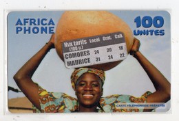COMORES CARTE Prépayée AFRICA PHONE 100 U  Avec Autocollant Date 2005 - Comoros