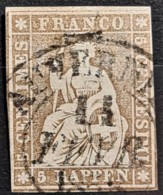 SWITZERLAND 1855/57 - Canceled - Sc# 24 - 5r - Gebraucht