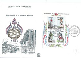 BICENTENAIRE DE LA REVOLUTION FRANCAISE 1789-1989: FDC Du Bloc-feuillet - Afgestempeld