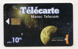 MAROC TELECARTE MAROC TELECOM Planète Terre Sur Fond D'étoiles Brillantes - Espace