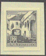 AUSTRIA (1961) Mörbisch Farmhouse. Black Proof. Scott No 618a, Yvert No 869aa. - Prove & Ristampe