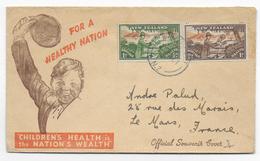 NEW ZEALAND - 1947 - ENVELOPPE SOUVENIR ILLUSTREE => LE MANS "SANTE Des ENFANTS" - Lettres & Documents