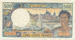 BILLET CINQ CENTS FRANCS-BANQUE  NOUVELLE CALEDONIE INSTITUT D4EMISSION D'OUTRE MER  NOUMEA - Nouvelle-Calédonie 1873-1985