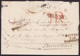 1823. CONSULAR MAIL. BRUSELAS A BARCELONA. MARCA BRUSSEL Y OTRAS DE INTERCAMBIO. FRANQUICIA. MUY INTERESANTE. - Altri & Non Classificati