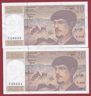 20 Francs "Debussy" --1997---SUP--ALPH .V.054---SUITE DE 2 BILLETS - 20 F 1980-1997 ''Debussy''