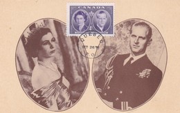 CANADA Carte Maximum Yt 250 Queen Elisabeth ,duke Edinburgh 1951  Maximum Card - Maximumkaarten