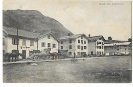 Gruss Aus LUMNEINS Trun: Restaurant Belvedere Mit Pferde-Fuhrwerken ~1910 - Trun