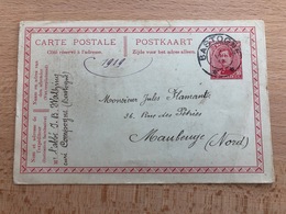 Entier Postal 10c Albert I Bilingue  Fortune De Bastogne 5 Août 1919 Vers Maubeuge (France)  TTB Rare - Noodstempels (1919)