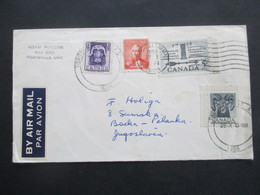 Kanada / Canada 1958 Air Mail Von Huntsville Nach Backa Palanga Jugoslawien Mit 4 Marken / 1x Eckrandstück - Lettres & Documents