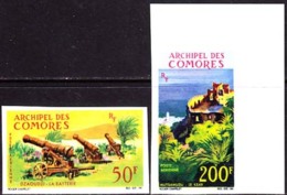 COMORO ISLANDS (1966) Cannon. Fort. Set Of 2 Imperforates. Scott Nos C18-9, Yvert Nos PA18-9. - Autres & Non Classés