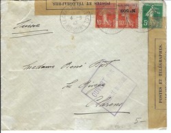 FRANCE 1915:  LSC Censurée Pour La Suisse - Guerre (timbres De)