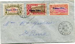 REUNION FRANCE LIBRE LETTRE DEPART ST PIERRE 28-2-43 REUNION POUR LA REUNION - Cartas & Documentos