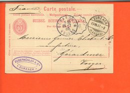 Suisse - ZURZACH - Zuberbühler & Cie  - Entiers Postaux  - Année 1907 - Zurzach