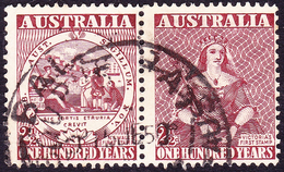 AUSTRALIA 1950 KGV 2½d Joined Pair Maroon SG239a FU - Oblitérés