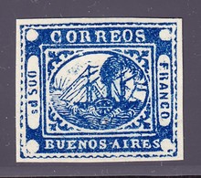 (1858) Provinz Buenos Aires DOS, Ps Blau. Sperati Ganzfälschung Rückseitig Gestempelt Mit Sammlungsnummer 313 - Buenos Aires (1858-1864)
