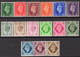 Great Britain GB George VI 1937-47 Definitives Set Of 15, Lightly Hinged Mint, SG 462/75 - Ongebruikt