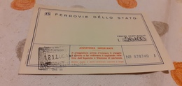 BIGLIETTO TRENO AGENZIA VIAGGI RUGGIERI DA TAORMINA A PADOVA 1982 - Europe