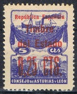 Sello ASTURIAS Y LEON, 25 Cts Sobre 5 Cts, No Expedido 1937, Num NE 3 ** - Asturies & Leon