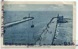 - 18 - LE GRAU-DU-ROI - Les Jetées, Le Phare, écrite, 1928, Cachet Convoyeur, Timbre Mercure, TBE, Scans., - Le Grau-du-Roi