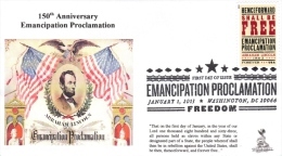 Emancipation Proclamation First Day Cover, W/ B&w Pictorial Cancel, From Toad Hall Covers! - 2011-...