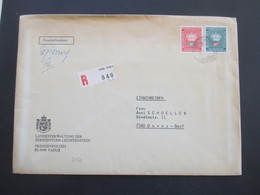 Liechtenstein 1975 Dienstmarken Nr. 47 U. 52 MiF Einschreiben Vaduz Landesverwaltung Des Fürstentums Fremdenpolizei - Lettres & Documents