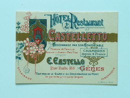 Torino 10131 Hotel Castelletto Map Pension De Famillie Litho Cassina - Cafes, Hotels & Restaurants