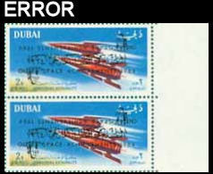 DUBAI 1964 Space Rocket Ranger 1 2NP MARG.PAIR ERROR:OVPT:2 INV:1 - Stati Uniti