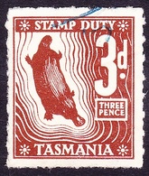 TASMANIA 3d Brown Stamp Duty Revenue Stamp FU - Fiscale Zegels