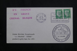 FRANCE - Griffe " S/S France En Greve Chenal Bloqué " Sur Enveloppe En 1974 Du Havre - L 61839 - Documents